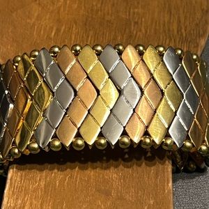 New Infinite Stretch Bangle Bracelet Gold Silver Rose Tone Tri-Tone Modernist